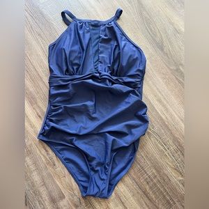 Tempt Me size Large navy swim 12 high neck
